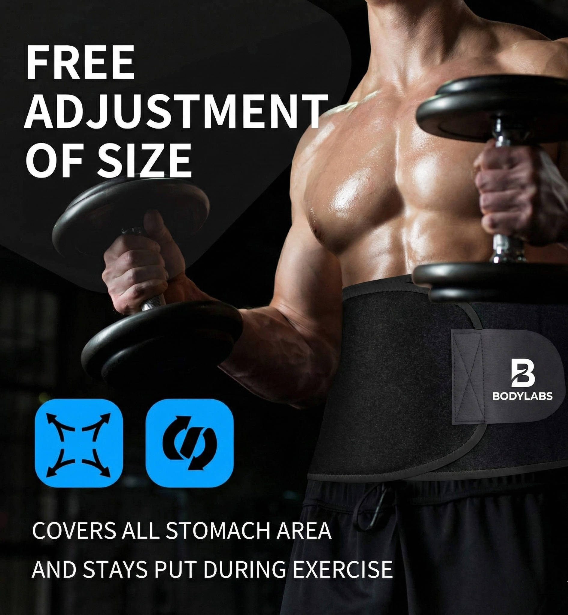 BodyLabs Sweat Belt - Hot Body Shaper Belly Fat Burner For Men & Women